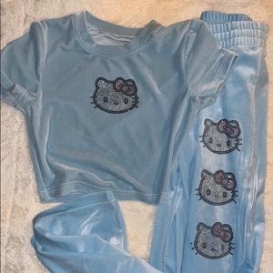 Hello Kitty X Forever 21 Velvet Cropped Tee and Pants Set